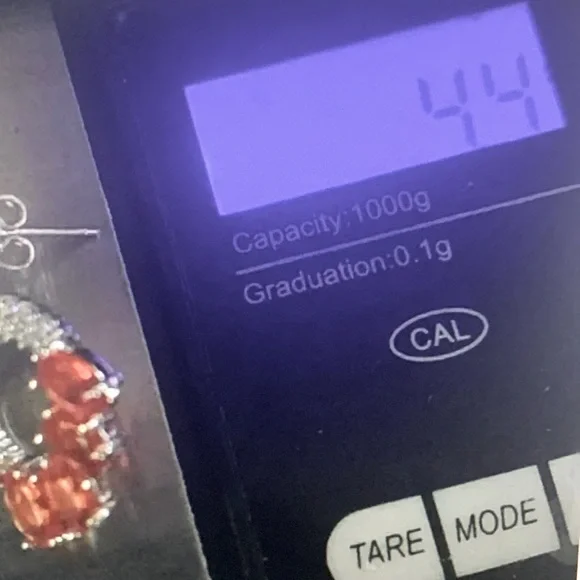 Elegant Silver and Orange Spessartine quartz Jewelry Set with no chain - Picture 11 of 13